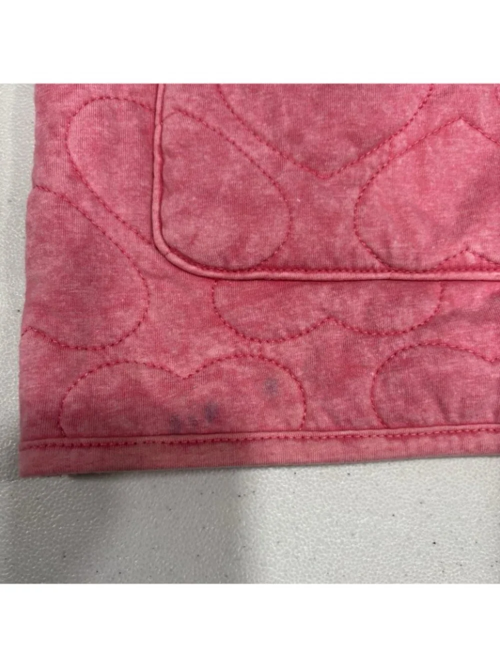 Lucky Brand Heart Quilted Pink Full Zip Hooded Jacket Size L 14/16